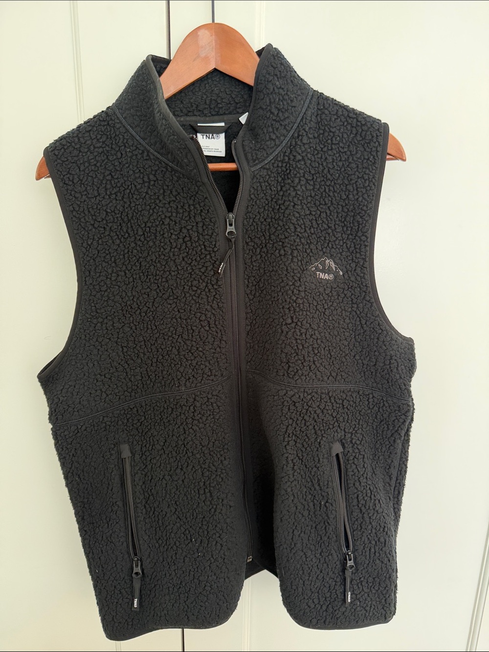 TNA Black Sherpa Fleece Zip Vest